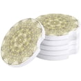 thumbnail image 1 of FMSHPON Golden Mandala Pattern White Set of 4 Car Coaster for Drinks, Absorbent Ceramic Stone Coasters Cup Mat with Cork Base for Home Kitchen Room Coffee Table Bar Decor, 1 of 5