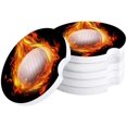 thumbnail image 1 of FMSHPON Golf Flame Fire Black Set of 4 Car Coaster for Drinks, Absorbent Ceramic Stone Coasters Cup Mat with Cork Base for Home Kitchen Room Coffee Table Bar Decor, 1 of 5