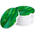 thumbnail image 1 of FMSHPON Green Abstract Oil Painting Style Set of 2 Car Coaster for Drinks, Absorbent Ceramic Stone Coasters Cup Mat with Cork Base for Home Kitchen Room Coffee Table Bar Decor, 1 of 5