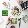 thumbnail image 1 of FMSHPON Green Bamboo Set of 8 Coaster for Drinks, Absorbent Ceramic Stone Coasters Cup Mat with Cork Base for Home Kitchen Room Coffee Table Bar Decor, 1 of 4