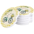 thumbnail image 1 of FMSHPON Green Bicycle Fruit Plants Yellow Buffalo Check Plaid Set of 4 Car Coaster for Drinks, Absorbent Ceramic Stone Coasters Cup Mat with Cork Base for Home Kitchen Room Coffee Table Bar Decor, 1 of 5