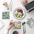 thumbnail image 1 of FMSHPON Green Leaves on Wood Plank Set of 4 Coaster for Drinks, Absorbent Ceramic Stone Coasters Cup Mat with Cork Base for Home Kitchen Room Coffee Table Bar Decor, 1 of 4