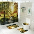 thumbnail image 1 of FMSHPON Green Meadow 4 Piece Bathroom Set Shower Curtain Bath Rug Contour Mat and Toilet Lid Cover, 1 of 8