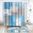 thumbnail image 1 of FMSHPON Grey Blue Gray 4 Piece Bathroom Set Shower Curtain Bath Rug Contour Mat and Toilet Lid Cover, 1 of 8