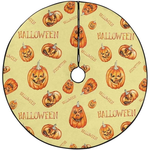 FMSHPON Halloweem Pumpkin Xmas Christmas Tree Skirt Stand Mat for Holiday Party Decoration Indoor Outdoor 36 inches