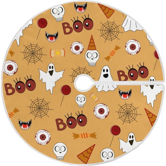 FMSHPON Halloween Apparition Xmas Christmas Tree Skirt Stand Mat for Holiday Party Decoration Indoor Outdoor 36 inches