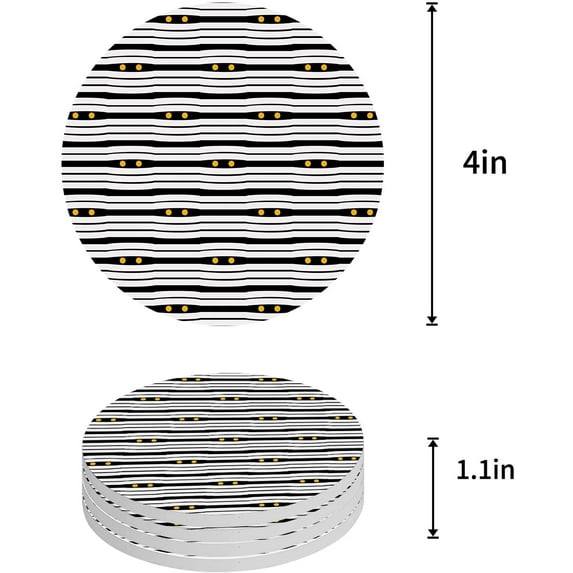 FMSHPON Halloween Bandage Style Stripes Set of 6 Round Coaster for Drinks, Absorbent Ceramic Stone Coasters Cup Mat with Cork Base for Home Kitchen Room Coffee Table Bar Decor