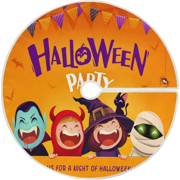 FMSHPON Halloween Cartoon Pattern Xmas Christmas Tree Skirt Stand Mat for Holiday Party Decoration Indoor Outdoor 36 inches