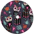 thumbnail image 1 of FMSHPON Halloween Cats Flowers Xmas Christmas Tree Skirt Stand Mat for Holiday Party Decoration Indoor Outdoor 48 inches, 1 of 3