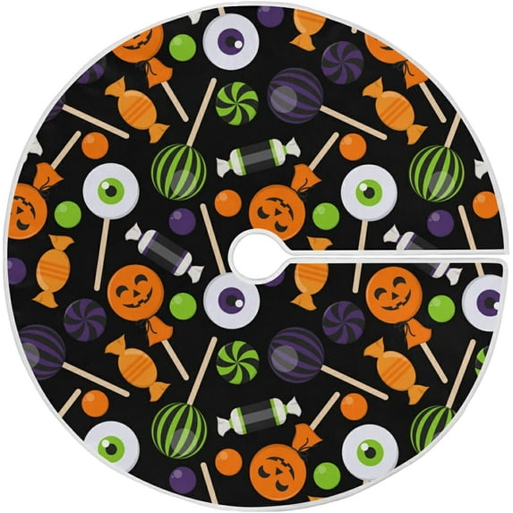FMSHPON Halloween Funny Halloween Candy Xmas Christmas Tree Skirt Stand Mat for Holiday Party Decoration Indoor Outdoor 36 inches