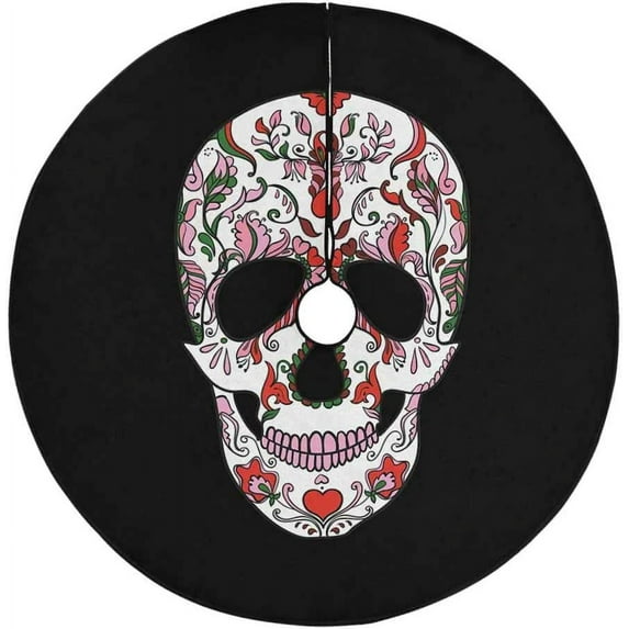 FMSHPON Halloween Skull Xmas Christmas Tree Skirt Stand Mat for Holiday Party Decoration Indoor Outdoor 36 inches