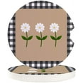 thumbnail image 1 of FMSHPON Hand Drawn Daisy Black and White Plaid Set of 6 Car Coaster for Drinks, Absorbent Ceramic Stone Coasters Cup Mat with Cork Base for Home Kitchen Room Coffee Table Bar Decor, 1 of 5
