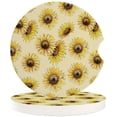thumbnail image 1 of FMSHPON Hand Drawn Sunflower Yellow Set of 6 Car Coaster for Drinks, Absorbent Ceramic Stone Coasters Cup Mat with Cork Base for Home Kitchen Room Coffee Table Bar Decor, 1 of 5