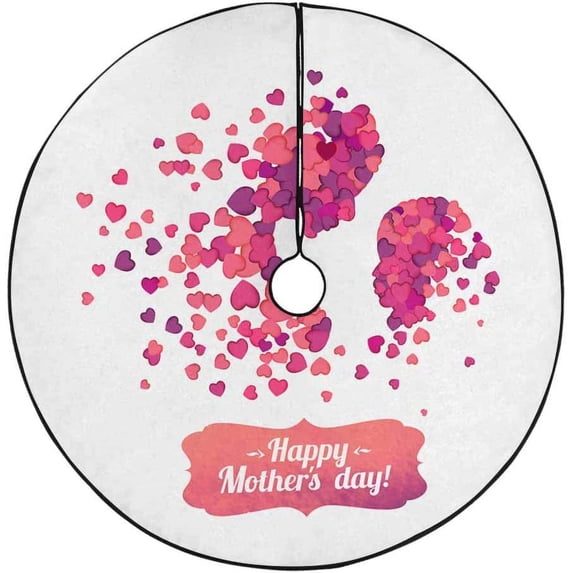 FMSHPON Happy Mother's Day Flower Xmas Christmas Tree Skirt Stand Mat for Holiday Party Decoration Indoor Outdoor 36 inches
