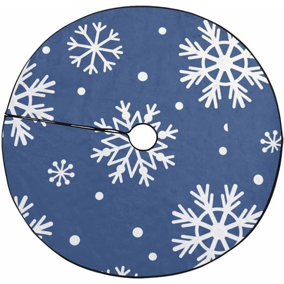 FMSHPON Happy Xmas Christmas Snowflake Xmas Christmas Tree Skirt Stand Mat for Holiday Party Decoration Indoor Outdoor 48 inches