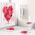 thumbnail image 1 of FMSHPON Heart 4 Piece Bathroom Set Shower Curtain Bath Rug Contour Mat and Toilet Lid Cover, 1 of 8