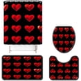 thumbnail image 1 of FMSHPON Heart 4 Piece Bathroom Set Shower Curtain Bath Rug Contour Mat and Toilet Lid Cover, 1 of 8