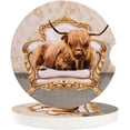 thumbnail image 1 of FMSHPON Highland Cow Sitting on Sofa Set of 6 Car Coaster for Drinks, Absorbent Ceramic Stone Coasters Cup Mat with Cork Base for Home Kitchen Room Coffee Table Bar Decor, 1 of 5
