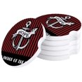 thumbnail image 1 of FMSHPON Hope is an Anchor of the Soul Nautical Anchor and Red Stripes Set of 2 Car Coaster for Drinks, Absorbent Ceramic Stone Coasters Cup Mat with Cork Base for Coffee Table Bar Decor, 1 of 5
