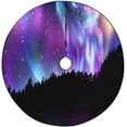 thumbnail image 1 of FMSHPON Howling WolfAurora Borealis Xmas Christmas Tree Skirt Stand Mat for Holiday Party Decoration Indoor Outdoor 36 inches, 1 of 3