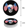 thumbnail image 1 of FMSHPON Independence Day American Flag Skull Set of 4 Round Coaster for Drinks, Absorbent Ceramic Stone Coasters Cup Mat with Cork Base for Home Kitchen Room Coffee Table Bar Decor, 1 of 6