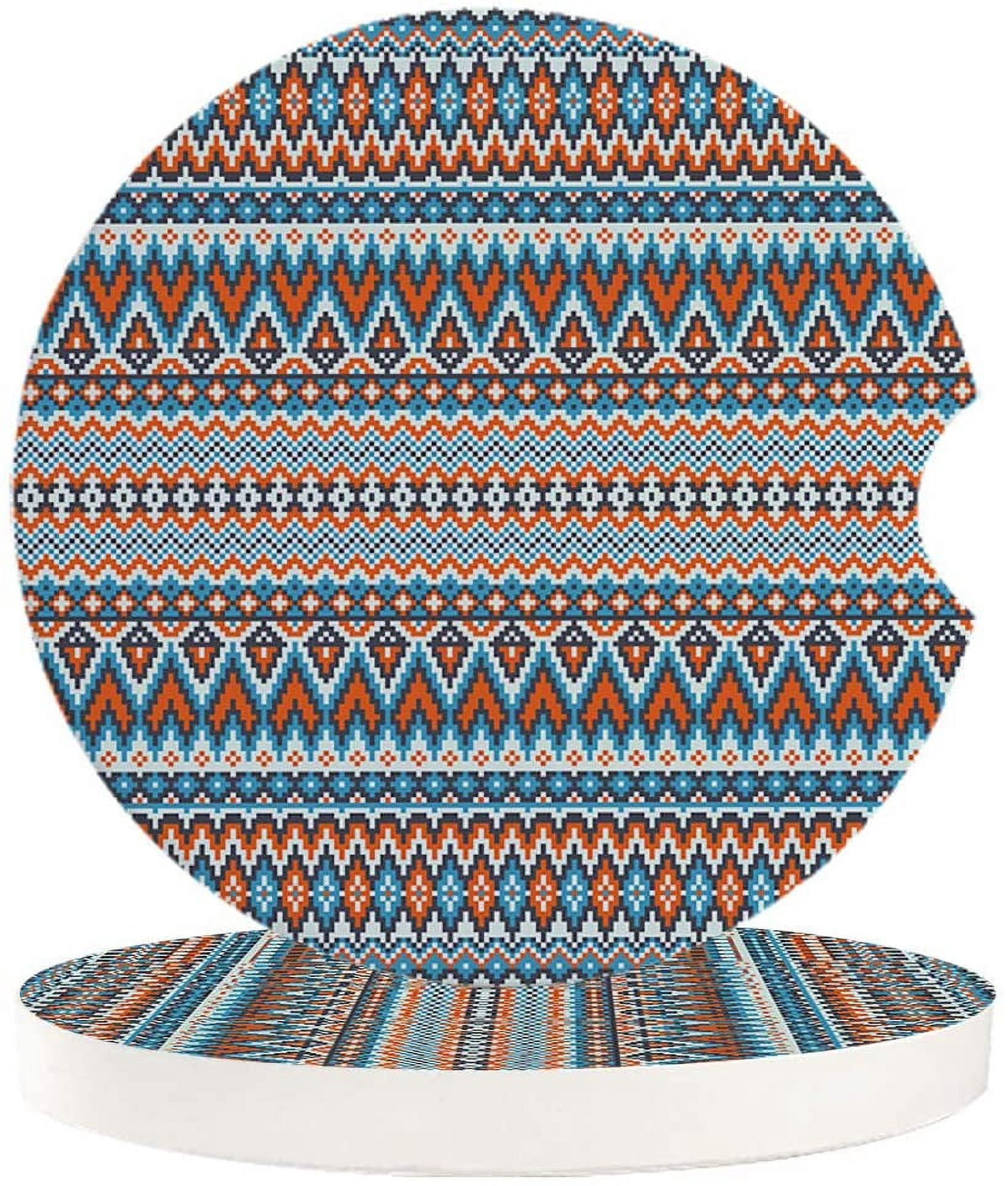FMSHPON Knitting Texture Vintage Geometry Pattern Set of 6 Car Coaster ...