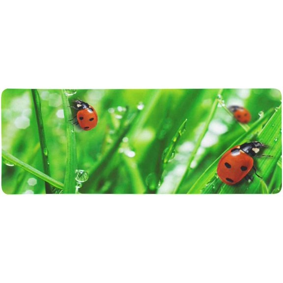 FMSHPON Ladybugs on Fresh Green Grass with Water Drops Extra Extended Large Gaming Mouse Pad Mat Desk Pad Keyboard Mat 31.5x12 inch