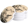 thumbnail image 1 of FMSHPON Landscape Painting Mountain Pine Trees Oriental Style Ink Set of 2 Car Coaster for Drinks, Absorbent Ceramic Stone Coasters Cup Mat with Cork Base for Home Kitchen Room Coffee Table Bar Decor, 1 of 5