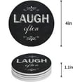 thumbnail image 1 of FMSHPON Laugh Often Word Black Set of 4 Round Coaster for Drinks, Absorbent Ceramic Stone Coasters Cup Mat with Cork Base for Home Kitchen Room Coffee Table Bar Decor, 1 of 6
