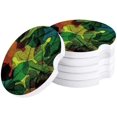 thumbnail image 1 of FMSHPON Leaf Vein Abstract Leaf Set of 2 Car Coaster for Drinks, Absorbent Ceramic Stone Coasters Cup Mat with Cork Base for Home Kitchen Room Coffee Table Bar Decor, 1 of 5