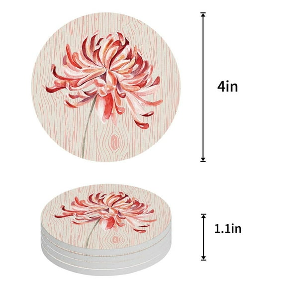 FMSHPON Lemon Set of 6 Round Coaster for Drinks, Absorbent Ceramic Stone Coasters Cup Mat with Cork Base for Home Kitchen Room Coffee Table Bar Decor