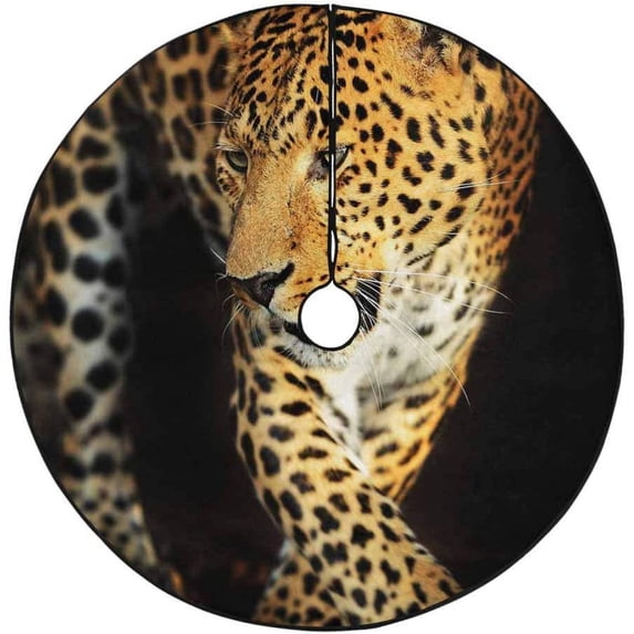 FMSHPON Leopard Xmas Christmas Tree Skirt Stand Mat for Holiday Party Decoration Indoor Outdoor 36 inches