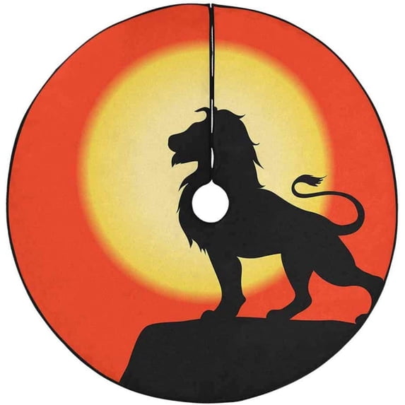 FMSHPON Lion on a Rock Xmas Christmas Tree Skirt Stand Mat for Holiday Party Decoration Indoor Outdoor 48 inches