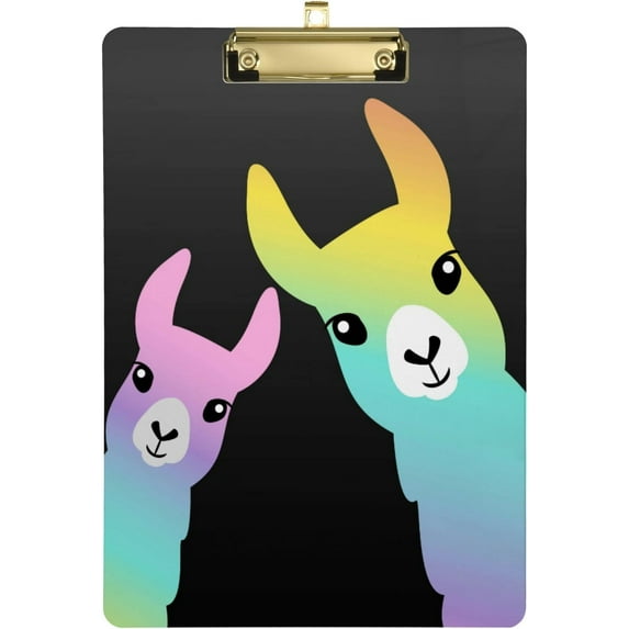 FMSHPON Llama Alpaca Colorful Clipboard Hardboard Wood Nursing Clip Board and Pull for Standard A4 Letter 13x9 inches