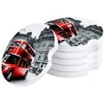 thumbnail image 1 of FMSHPON London Street Red Retro Bus Set of 2 Car Coaster for Drinks, Absorbent Ceramic Stone Coasters Cup Mat with Cork Base for Home Kitchen Room Coffee Table Bar Decor, 1 of 5