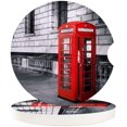 thumbnail image 1 of FMSHPON London Street Red Telephone Booth Set of 6 Car Coaster for Drinks, Absorbent Ceramic Stone Coasters Cup Mat with Cork Base for Home Kitchen Room Coffee Table Bar Decor, 1 of 5