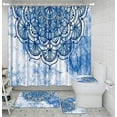 thumbnail image 1 of FMSHPON Mandala 4 Piece Bathroom Set Shower Curtain Bath Rug Contour Mat and Toilet Lid Cover, 1 of 8