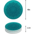 thumbnail image 1 of FMSHPON Mandala Pattern Style Teal Set of 4 Round Coaster for Drinks, Absorbent Ceramic Stone Coasters Cup Mat with Cork Base for Home Kitchen Room Coffee Table Bar Decor, 1 of 6