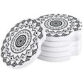 thumbnail image 1 of FMSHPON Mandala Style Black White Geometry Pattern Set of 2 Car Coaster for Drinks, Absorbent Ceramic Stone Coasters Cup Mat with Cork Base for Home Kitchen Room Coffee Table Bar Decor, 1 of 5