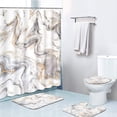 thumbnail image 1 of FMSHPON Marble Painting 4 Piece Bathroom Set Shower Curtain Bath Rug Contour Mat and Toilet Lid Cover, 1 of 8