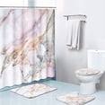 thumbnail image 1 of FMSHPON Marble Pink White 4 Piece Bathroom Set Shower Curtain Bath Rug Contour Mat and Toilet Lid Cover, 1 of 8