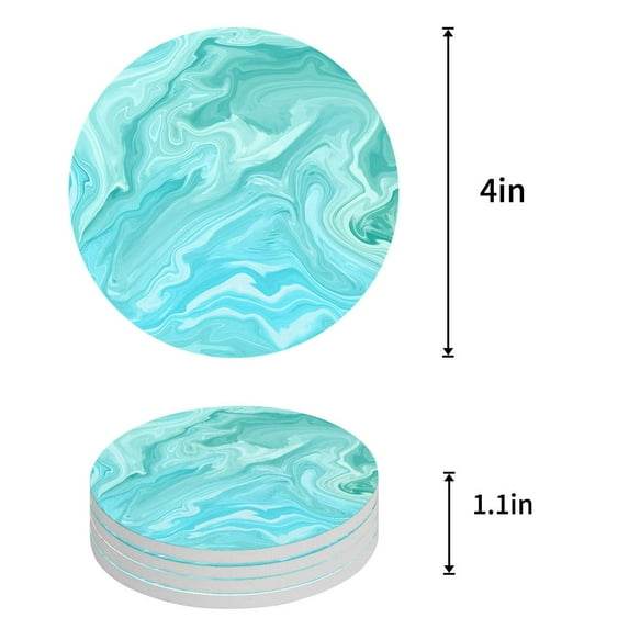 FMSHPON Marble Set of 4 Round Coaster for Drinks, Absorbent Ceramic Stone Coasters Cup Mat with Cork Base for Home Kitchen Room Coffee Table Bar Decor