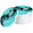 thumbnail image 1 of FMSHPON Marble Texture Aqua Green Ink Set of 4 Car Coaster for Drinks, Absorbent Ceramic Stone Coasters Cup Mat with Cork Base for Home Kitchen Room Coffee Table Bar Decor, 1 of 5