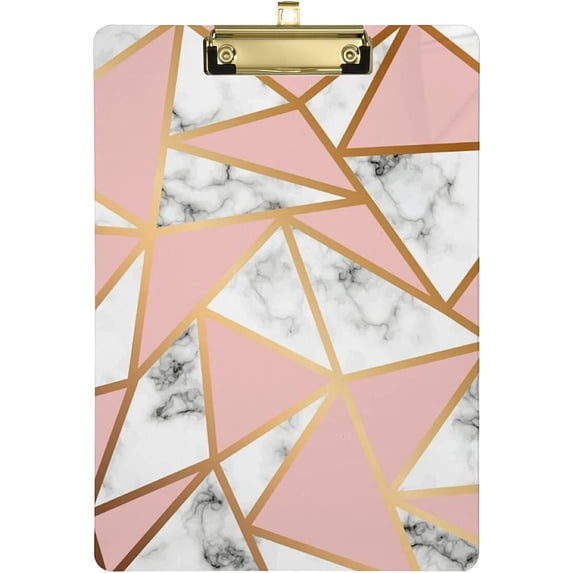 FMSHPON Marble Texture Golden Marbling Clipboard Hardboard Wood Nursing Clip Board and Pull for Standard A4 Letter 13x9 inches