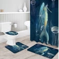 thumbnail image 1 of FMSHPON Mermaid 4 Piece Bathroom Set Shower Curtain Bath Rug Contour Mat and Toilet Lid Cover, 1 of 7