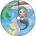 thumbnail image 1 of FMSHPON Mermaid Coconut Tree Xmas Christmas Tree Skirt Stand Mat for Holiday Party Decoration Indoor Outdoor 48 inches, 1 of 3