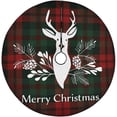 thumbnail image 1 of FMSHPON Merry Christmas Reindeer Florals Xmas Christmas Tree Skirt Stand Mat for Holiday Party Decoration Indoor Outdoor 48 inches, 1 of 3
