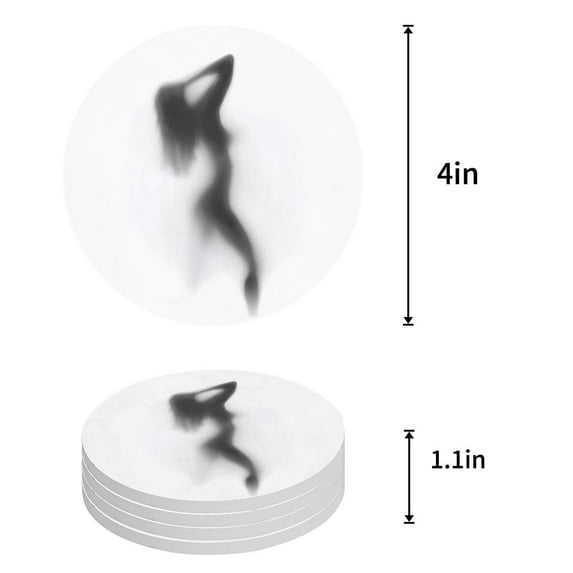 FMSHPON Merry Christmas Santa Claus Set of 8 Round Coaster for Drinks, Absorbent Ceramic Stone Coasters Cup Mat with Cork Base for Home Kitchen Room Coffee Table Bar Decor