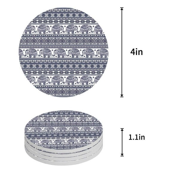 FMSHPON Merry Christmas Set of 4 Round Coaster for Drinks, Absorbent Ceramic Stone Coasters Cup Mat with Cork Base for Home Kitchen Room Coffee Table Bar Decor