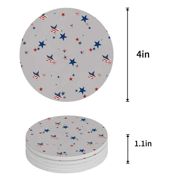 FMSHPON Merry Christmas Set of 4 Round Coaster for Drinks, Absorbent Ceramic Stone Coasters Cup Mat with Cork Base for Home Kitchen Room Coffee Table Bar Decor